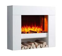 BALDERIA Chimenea Eléctrica de Pie, Naran, Blanco | Con Calefacción, Iluminación LED, Efecto de Llamas en 3D, Mando a Distancia