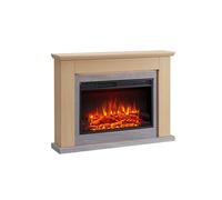 BALDERIA Chimenea eléctrica de pie Typhon, Marrón Claro | Calefacción, Iluminación LED, Efecto de Llama 3D, Mando a Distancia