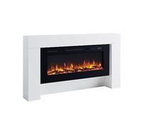 BALDERIA Chimenea eléctrica de pie Zeus | Efecto de Llamas 3D | Calefacción 2000W | Iluminación LED | Control Remoto, Temporizador, Control de Inicio y termostato | Blanco