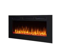BALDERIA Chimenea eléctrica empotrable Fiamma 48", Negro, Control Remoto | Efecto de Llama 3D, Calefacción de 2000W, Iluminación Ambiental LED, Temporizador, Control de Encendido y Termostato