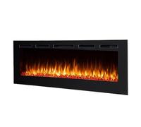 BALDERIA Chimenea eléctrica empotrable Fiamma 68", Negro, Control Remoto | Efecto de Llama 3D, Calefacción de 2000W, Iluminación Ambiental LED, Temporizador, Control de Encendido y Termostato