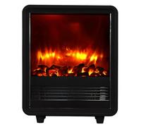 BALDERIA Chimenea eléctrica George | Chimenea de pie con Efecto de Llama 3D, Calentador eléctrico 2000W, 2 ajustes de Calor y protección contra sobrecalentamiento | Negro