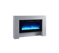 BALDERIA Chimenea eléctrica Herkules | Chimenea de pie, LED Efecto Llama 3D, 2000W, Temporizador, termostato, Control de Arranque, detección de Ventana Abierta, Mando a Distancia | Gris hormigón