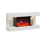 BALDERIA IDA - Chimenea eléctrica de Pared, 1800 W - Blanco | Efecto de Llama 3D Realista, Control Remoto, calefactor