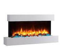 BALDERIA Ignis Chimenea Eléctrica de Pared Blanca con Llama LED 3D | Control Remoto