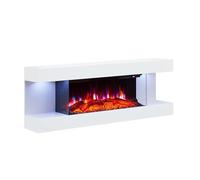 BALDERIA Lumina - Chimenea Eléctrica de Pared - Blanca | Con Llama LED 3D, Calefactor, Calefacción, Temporizador, Termostato, Mando a Distancia