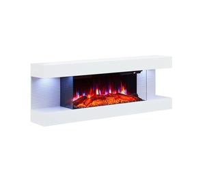 BALDERIA Lumina - Chimenea eléctrica de Pared Blanca con Llama LED 3D y Calefactor