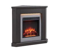 BALDERIA Pegasos - Chimenea Eléctrica de Esquina - Roble Oscuro | Calefacción, 1000/2000 W, Efecto de Llama 3D Realista, iluminación led, programable con Mando a Distancia, Temporizador