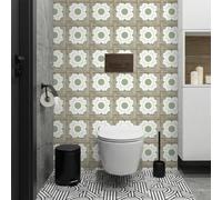 Baldosas Adhesivas Pared Círculo Retro Verde Azulejos Adhesivos para Baño Dormitorio Impermeables Resistentes al Calor Vinilo Cocina Azulejos Paneles Adhesivos Pared 30x30 cm/ 5 pcs