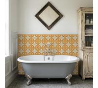 Baldosas Adhesivas Pared Marruecos Verde Naranja Azulejos Adhesivos para Baño Dormitorio Impermeables Resistentes al Calor Vinilo Cocina Azulejos Paneles Adhesivos Pared 30x30 cm/ 5 pcs