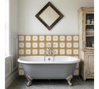 Baldosas Adhesivas Pared Marruecos Verde Naranja Azulejos Adhesivos para Baño Dormitorio Impermeables Resistentes al Calor Vinilo Cocina Azulejos Paneles Adhesivos Pared 30x30 cm/ 5 pcs