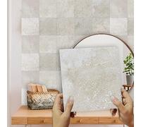 Baldosas Adhesivas Pared Minimalismo De Mármol Beige Azulejos Adhesivos Cocina PVC Vinilos para Baños Impermeable Vinilos de Pared Decorativos Antisalpicaduras Vinilos Decorativos 30x30cm/10 Pcs