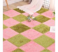 baldosas de Piso de Espuma, Losetas de Alfombra entrelazadas de Espuma EVA con Bordes, 30 x 30 x 1,2 cm, Multicolor, Paquete de 12(Pink+Green)