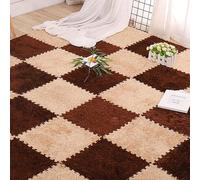 baldosas de Piso de Espuma, Losetas de Alfombra entrelazadas de Espuma EVA con Bordes, 30 x 30 x 1,2 cm, Multicolor, Paquete de 12(Light Coffee+Dark Coffee)
