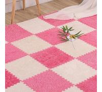 baldosas de Piso de Espuma, Losetas de Alfombra entrelazadas de Espuma EVA con Bordes, 30 x 30 x 1,2 cm, Multicolor, Paquete de 12(White+Rose Red)