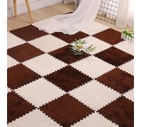 baldosas de Piso de Espuma, Losetas de Alfombra entrelazadas de Espuma EVA con Bordes, 30 x 30 x 1,2 cm, Multicolor, Paquete de 12(White+Dark Coffee)
