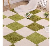 baldosas de Piso de Espuma, Losetas de Alfombra entrelazadas de Espuma EVA con Bordes, 30 x 30 x 1,2 cm, Multicolor, Paquete de 12(White+Green)