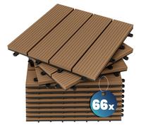 Baldosas de WPC set de 66 terracota clásico 30x30cm clips