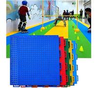 Baldosas modulares entrelazadas de 30,5 cm para patinaje sobre ruedas, azulejos modulares entrelazados, tapete de plástico colorido con agujeros de drenaje, antideslizante y resistente al desgaste