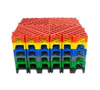 Baldosas Modulares Entrelazadas For Suelo,rejilla Suelo For Lavadero Coches,for Baño,garaje,terraza, Desagüe Y Ducha (15,75 X 15,75 X 1,57 Pulgadas)(Red,16 pieces)