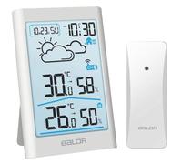 BALDR Estación meteorológica con sensor exterior, termómetro digital, higrómetro, termómetro para interiores y exteriores, hidrómetro, humidity with Weather Forecast, reloj de alarma