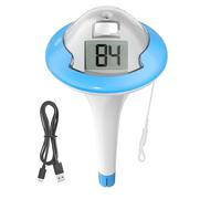 BALDR Termómetro de piscina recargable flotante con dos pantallas digitales y grandes dígitos para piscina, jacuzzi, aguas termales, acuarios (azul)