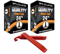 Baldwins Tubo interior para bicicleta de 24 x 1.75 a 2.125 válvula Schrader y palanca de neumático BALDY'S (paquete de 2)