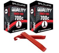 Baldwins Tubo interior para bicicleta de 700 x 35 C a 45 C con válvula Schrader y palanca de neumático BALDY'S (paquete de 2)