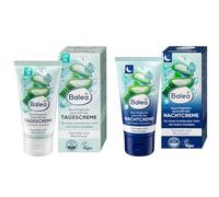 Balea Crema de día y noche para pieles normales y mixtas, con 10% de aloe vera, hidratante, con complejo Hidrocomplejo para tez radiante, vegana, juego de 2