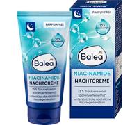 Balea Crema de noche de niacinamida, 10% niacinamida, sin perfume, con 5% de aceite de semilla de uva, ayuda a la regeneración nocturna de la piel