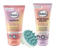 Balea Gel de afeitar íntimo, 150 ml + Balea After Shave Bálsamo íntimo, 100 ml + Cepillo de masaje para el cuero cabelludo para el crecimiento del cabello y la circulación sanguínea