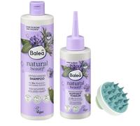 Balea - Juego de 2 champús de belleza natural de hierbas refrescantes, 400 ml + tónico para el cuero cabelludo, belleza natural, 150 ml + cepillo de masaje para cuero cabelludo