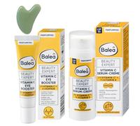 Balea - Juego de 2 crema de suero Beauty Expert Vitamina C SPF 30 (50 ml) + Crema de ojos Beauty Expert Vitamina C Eye Booster (15 ml) + Masajeador Facial Gua Sha