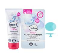 Balea - Juego de 2 cremas de manos Urea 100 ml + máscara de guante Urea (1 par), 2 unidades + esponja de silicona