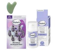Balea - Juego de 2 cremas de noche Beauty Expert (30 ml) + concentrado de retinol (7 unidades) + masaje facial Gua Sha Bonus
