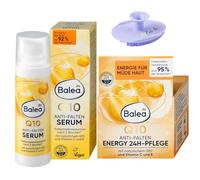 Balea - Juego de 2 cremas faciales Q10 antiarrugas Energy 24H, 50 ml + suero Q10 antiarrugas, 30 ml + esponja de silicona