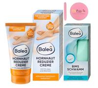 Balea - Juego de 2 cremas para pies, crema reductora de callos con urea y alantoína, 50 ml + esponja pómez quitacallos y 1 esponja exfoliante extra