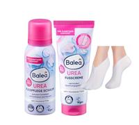 Balea Juego de 2 - Espuma para el cuidado de los pies Urea 100 ml + Crema para pies con Urea 100 ml + Calcetines para pies secos