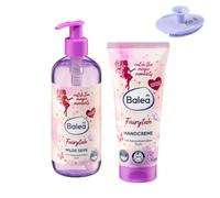 Balea Juego de 2 - Jabón líquido suave Fairytale (300 ml) + crema de manos Fairytale (100 ml) + esponja de silicona extra