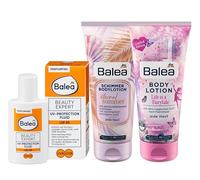 Balea Juego de 3 cuidado de la piel: Beauty Expert UV PROTECTION FLUID con ácido hialurónico triple SPF 50 (50 ml) + loción corporal brillante Eternal Summer (200 ml) + loción corporal Life IS