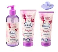 Balea Juego de 3 - Jabón líquido suave Fairytale (300 ml) + crema de manos Fairytale (100 ml) + crema de pies Fairytale (100 ml) + esponja de silicona
