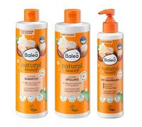 Balea Paquete de 3: 1 acondicionador Natural Beauty para rizos, 350 ml, 1 mascarilla 3 en 1 Natural Beauty, 250 ml, 1 champú natural para rizos, 400 ml + cepillo de masaje para el cuero cabelludo