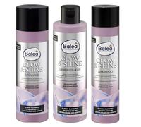 Balea Professional Set de cuidado del cabello, champú Glow & Shine 250 ml, acondicionador 200 ml, tratamiento capilar 200 ml, con cepillo de masaje para el cuero cabelludo