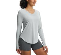 baleaf Camiseta deportiva de manga corta para mujer, camiseta UV UPF 50+, ligera, transpirable, camiseta deportiva para fitness, exterior, gris, XL