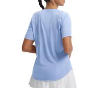 baleaf Camisetas de gimnasio para mujer, de manga corta, transpirables, de secado rápido, con protección UV, para senderismo, deportes, correr, entrenamiento, azul claro, XL