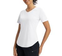 Baleaf Camisetas de trekking para mujer de manga corta con protección UV para deporte, carrera, entrenamiento, top de secado rápido, Color blanco., L