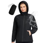 baleaf Chubasquero para mujer, impermeable, transpirable, chaqueta de senderismo, chaqueta de ciclismo con capucha, chaqueta funcional, chaqueta de entretiempo, chaqueta cortavientos, Negro , XXL