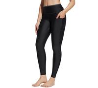 BALEAF Leggings de natación para mujer con bolsillos con cremallera, traje de neopreno para natación, pantalones de protección contra erupciones con forro, traje de baño modesto UPF 50+, Negro, XL
