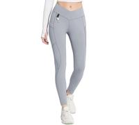 BALEAF Mujer Leggings térmicos con Bolsillos Jeggings Pantalones de Senderismo Pantalones térmicos Invierno Senderismo Leggings Cintura Alta Repelente al Agua Leggings Gris Claro M