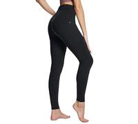 baleaf Pantalones de invierno para mujer con forro de felpa, pantalones de montar de forro completo, bolsillos con cremallera, leggings, Negro , XS